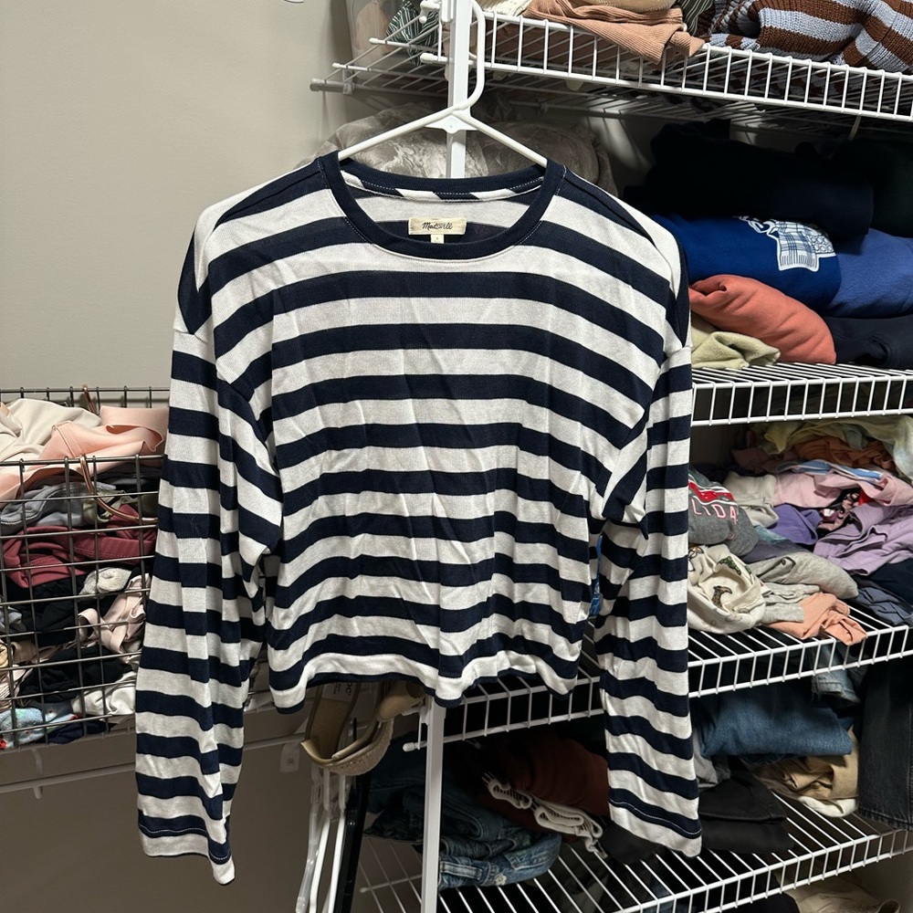 Madewell Navy and White Striped Top